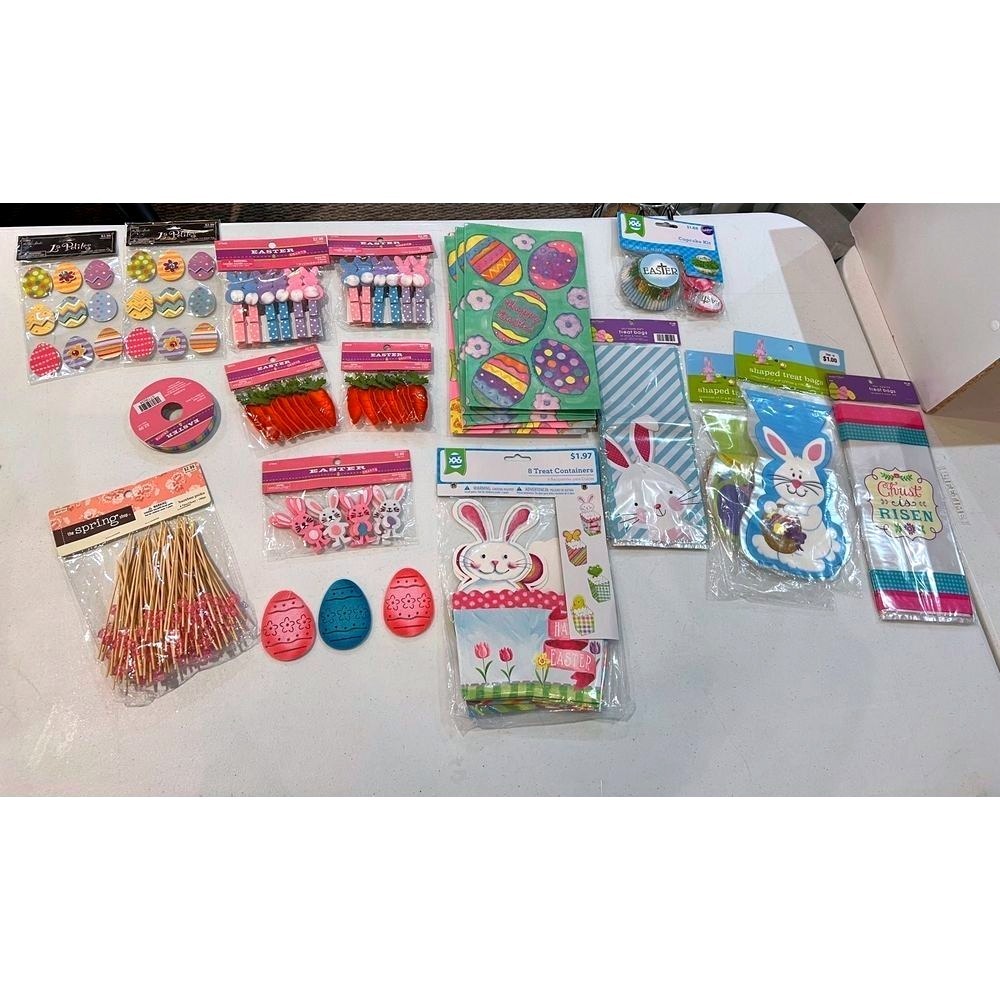 Easter goodie bags,‎ craft items, stickers, ribbon Lot